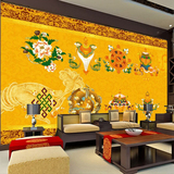环保传统民族佛教文化壁纸 无缝大型壁画墙纸佛堂背景八宝吉祥
