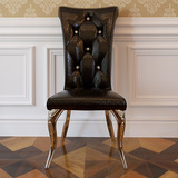 不锈钢餐椅皮革酒店样板房别墅工程定制扶手椅子简欧现代风格简欧