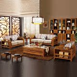 柚木家具 新中式实木沙发 U形组合沙发 客厅布艺沙发 新品特价