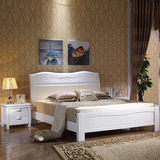 现代简约纯白色床全实木床 收纳高箱储物床1.5米单人1.8m双人床架