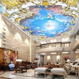 3D天顶吊顶酒店壁纸别墅欧式墙布客厅天花板顶棚大型壁画无缝墙纸