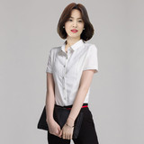 2016新款短袖衬衣夏季宋慧乔明星同款韩范学生修身职业白衬衫女