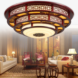 中式吸顶灯实木圆形客厅灯具餐厅卧室大灯橡胶实木LED包间灯饰