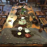 老船木流水鱼缸茶桌茶台新中式仿古实木石槽功夫泡茶几茶桌椅组合