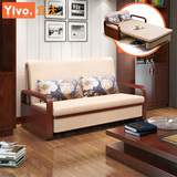 多功能实木沙发床可折叠 1.2米1.5米双人两用小户型客厅布艺沙发