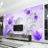 现代简约3D无纺布墙纸壁画客厅电视背景墙壁纸紫色百合花定制墙纸