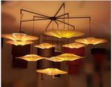 东南亚木艺吊灯创意客厅卧室装饰灯具仿古简约餐厅新中式木皮灯饰