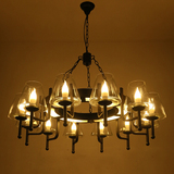 设计师灯具餐厅客厅美式复古创意个性圆形LED蜡烛玻璃工业风吊灯