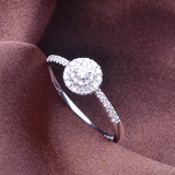 18k白金钻石戒指1克拉群镶订婚求婚钻戒黄金结婚婚戒钻石对戒女戒