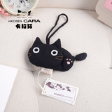 日本品牌卡拉猫正品卡通可爱可爱印章包黑猫包迷你布包硬币零钱包