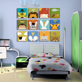 卡通小动物现代儿童房壁画床头无框画餐厅装饰画幼儿园墙壁挂画