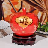 景德镇陶瓷器 中国红福字苹果现代简约装饰品摆设 家饰工艺品摆件