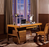 现代中式简易书桌/台 实木 乌金木色家用办公桌宜家电脑桌写字台