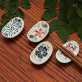 釉下彩陶瓷筷子架筷托筷子托筷枕釉下彩工艺中式餐具创意日本筷架