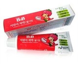 韩国保宁B＆B口腔清洁剂 幼儿童牙膏草莓口味 3岁以上婴儿用品90g