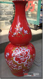 特价景德镇陶瓷器 落地大花瓶中国红 描金牡丹花葫芦瓶特大号95cm