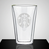 星巴克马克杯双层杯玻璃杯创意文艺女青年咖啡杯情侣杯带盖水杯子