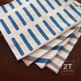 日式棉麻 格纹餐布 纯棉餐巾 蓝白格子条纹 桌垫餐垫隔热垫抹布桌