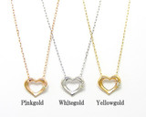 促销日本代购饰品可爱爱心形钻石吊坠白金黄金玫瑰金锁骨链项链女