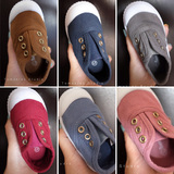 韩国代购春男女童复古洗水工艺儿童帆布鞋　一脚蹬童鞋