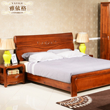雅依格 简约现代实木床高箱储物床进口柚木中式全实木床1.8双人床