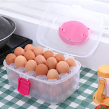 双层30格便携保鲜食品食物收纳盒户外塑料冰箱装鸡蛋盒子 保护托