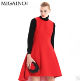 MIGAINO/曼娅奴专柜正品 2015年冬款 MF4DE043 红色 连衣裙