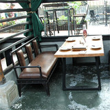 美式铁艺复古卡座水管沙发餐厅酒吧咖啡厅双人椅工业风格家具桌椅