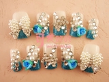 日系美甲贴片 新娘结婚粉嫩公主风系列钻假指甲饰品 成品L5213
