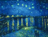 星空雨夜diy数字油画 风景客厅花卉大幅世界名画梵高-隆河的星夜