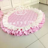 粉嫩居韩国绗缝公主粉色圆形地垫沙发垫可以定做加厚 包邮