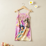 童装 外贸原单夏季新款4-12岁女童卡通公主吊带连衣裙睡裙F206H