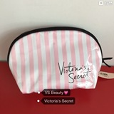 Victoria's Secret 维多利亚的秘密维秘粉白条纹贝壳款化妆包包邮