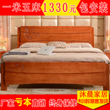 木人巷现代中式橡木床双人床单人床全实木床1.8米1.5米高箱床大床