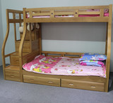榉木住宅家具实木双层儿童床单双人高低子母床上下床铺带梯柜成人
