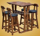 实木酒吧桌椅吧椅吧凳酒吧凳吧台凳吧台椅高脚椅碳化皮面特价