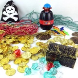 儿童百宝箱藏宝海盗箱珠宝假金币道具海盗金币玩具套装游戏装饰品