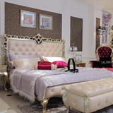新古典雕花卧室 双人床 软靠实木床结婚床进口真皮床公主床欧式床