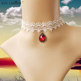 3件包邮OL名媛气质白色蕾丝红宝石短项链韩版新娘颈链锁骨链