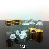 厂家直销2ML透明精油瓶配金色电化铝盖/迷你瓶分装瓶玻璃瓶样品瓶
