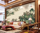中式电视背景墙壁纸山水风景大型壁画无纺布3D墙纸 无缝墙布
