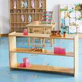 幼儿园蒙氏教具架儿童实木玩具收纳柜新西兰松木教具柜环保储物架