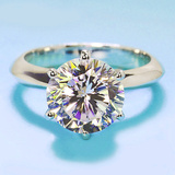 闺蜜生日礼物1克拉仿真群镶钻戒指 宝石女友 同款求婚结婚钻石