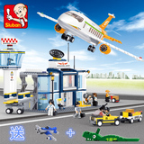 兼容乐高积木儿童益智模型玩具生日礼物国际航空飞机场6-8-12岁