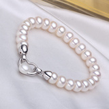 珍珠手链天然淡水9-10正品手串白色韩版时尚女礼物珠宝首饰品特价