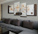 浮雕画立体装饰画现代客厅沙发背景墙画四联挂画壁画手工皮画