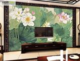 新中式古典荷花墙纸中式 卧室书房客厅电视背景墙壁纸大型壁画