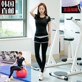 韩国代购品牌短袖T恤打底假两件长裤运动健身房跑步瑜伽服套装女