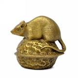特价开光纯铜 生肖鼠核桃老鼠摆件铜鼠工艺品家具饰品办公室摆件