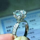 仿真钻戒1-4克拉纯银镀金莫桑石18K白金玫瑰花结婚钻石戒指女